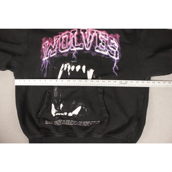 Darc Sport Wolves Club Blood Thunder Spellout Hoodie Fangs Sz L Pink/Purple/Blk - Picture 8 of 11